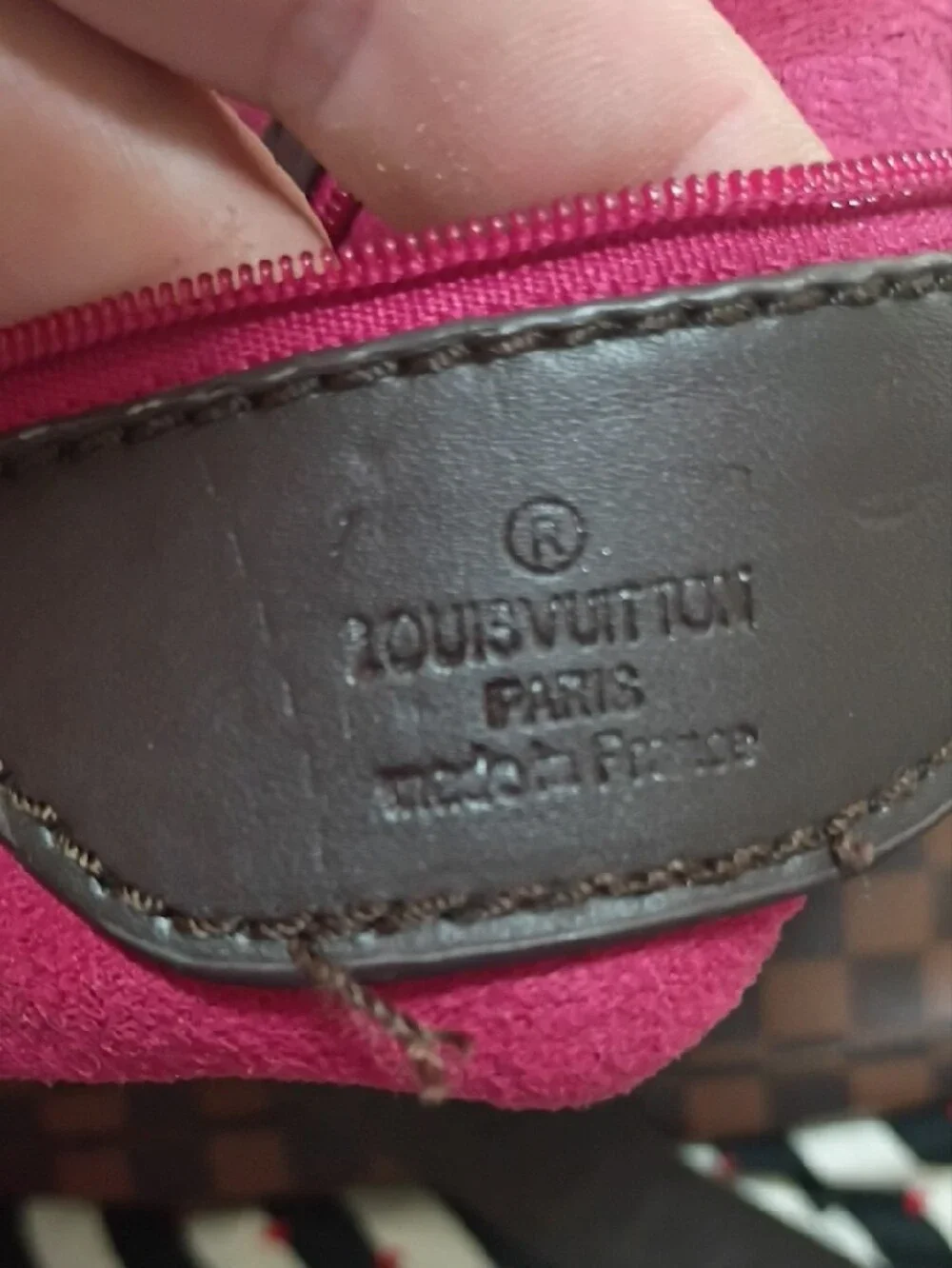 Louis Vuitton Brown Checkered Messenger Bag with Gold Hardware